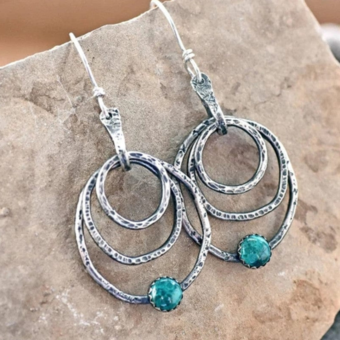 Pendientes vintage de espiral de ópalo y plata