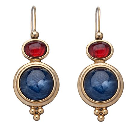 Pendientes vintage de piedras azules y rojas