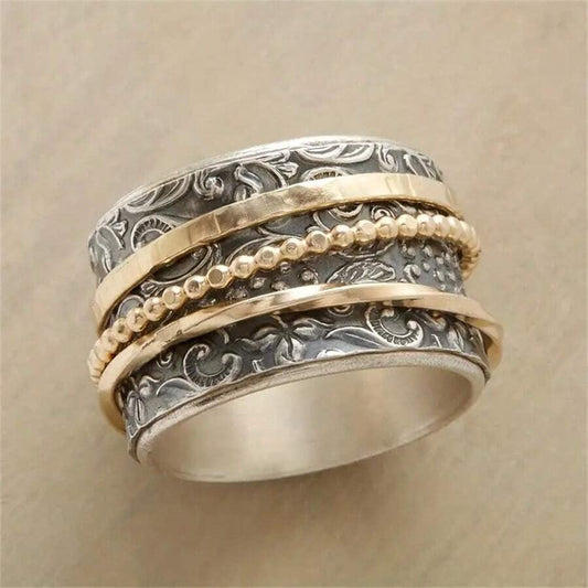 Anillo Vintage de Rosa de Oro y Plata