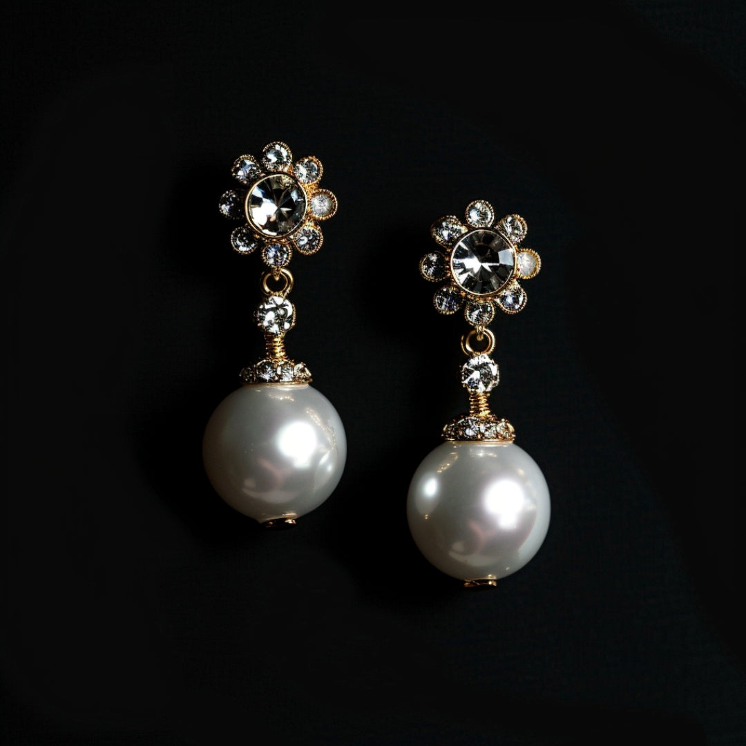 Aretes colgantes con perlas de zirconia