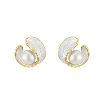 Pendientes de Ópalo Blanco de Lujo con Perlas en Oro