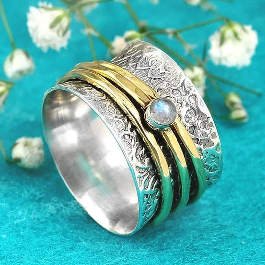 Anillo de meditación de piedra de luna