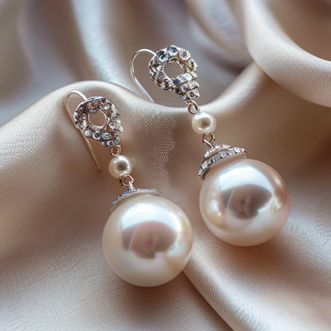 Pendientes de perla brillante colgantes