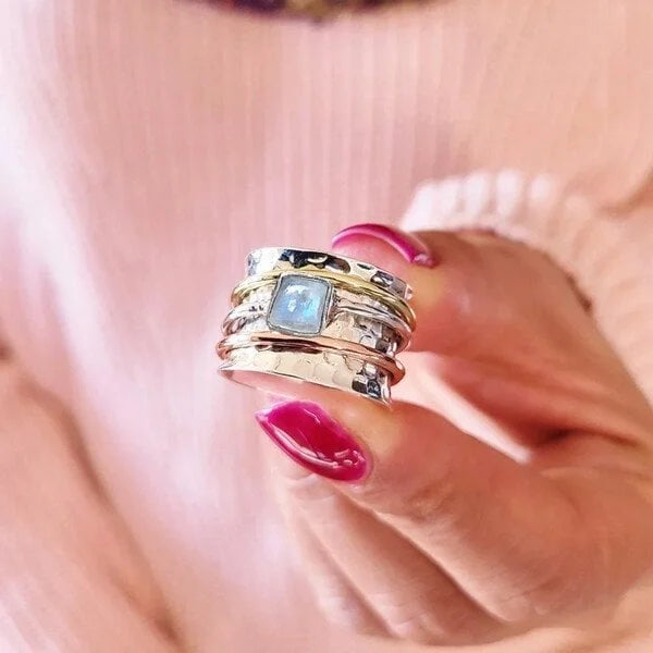 Anillo de meditación de ojo de gato grueso
