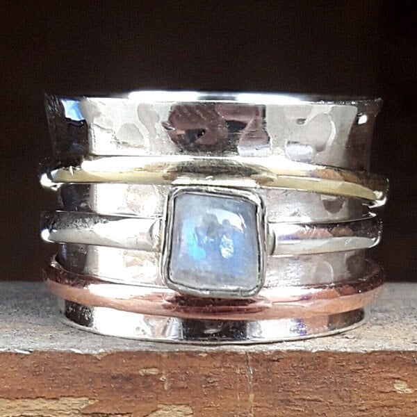 Anillo de meditación de ojo de gato grueso