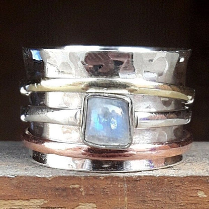 Anillo de meditación de ojo de gato grueso