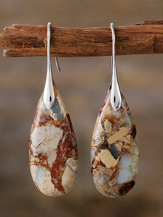 Pendientes ovalados de piedra natural vintage