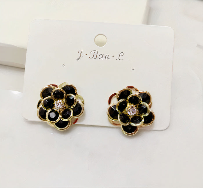 Pendientes Vintage de Cristal y Flor de Oro