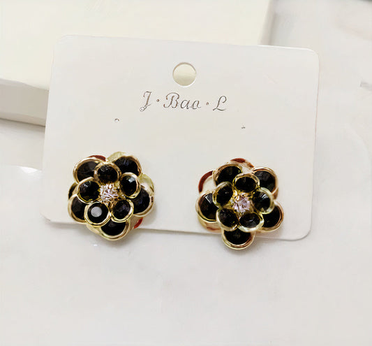 Pendientes Vintage de Cristal y Flor de Oro