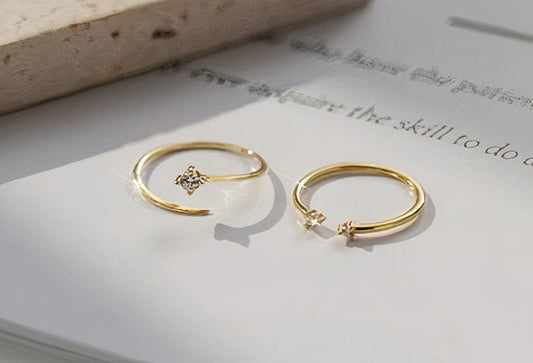 Conjunto de anillos de zirconia lunar vintage