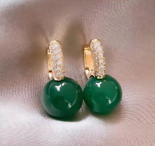 Pendientes de Perla Verde en Oro