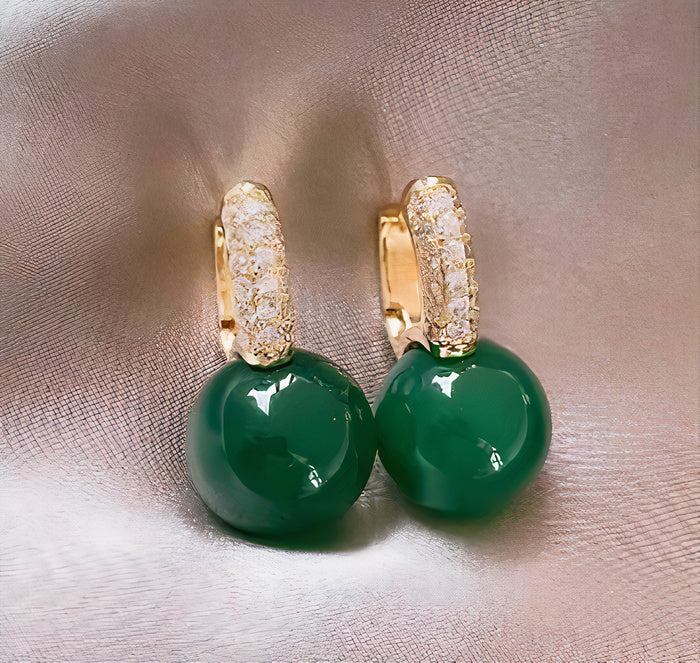 Aretes de Perla Verde en Oro