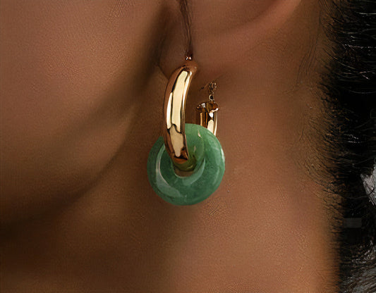 Pendientes de piedra con esmalte verde vintage