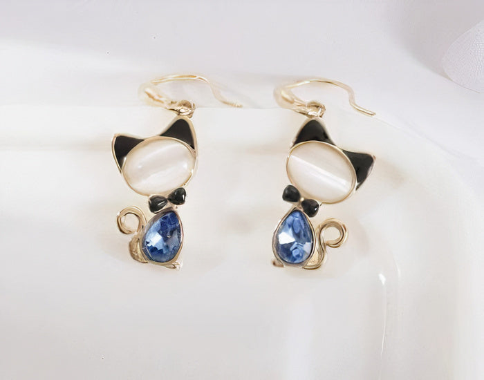 Pendientes vintage de gatito negro