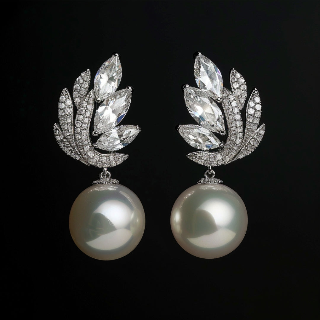 Pendientes de Perla de Zirconia Brillante