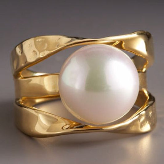 Anillo de Capas de Perlas Vintage en Oro