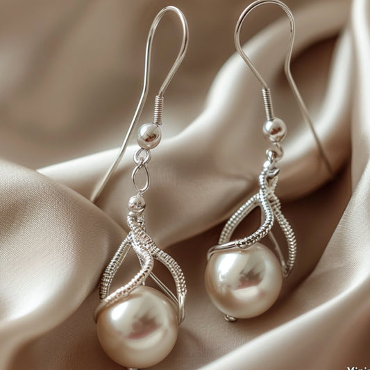 Pendientes festivos con perlas colgantes