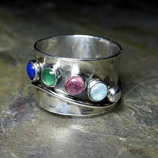 Anillo de Cristal Colorido Vintage