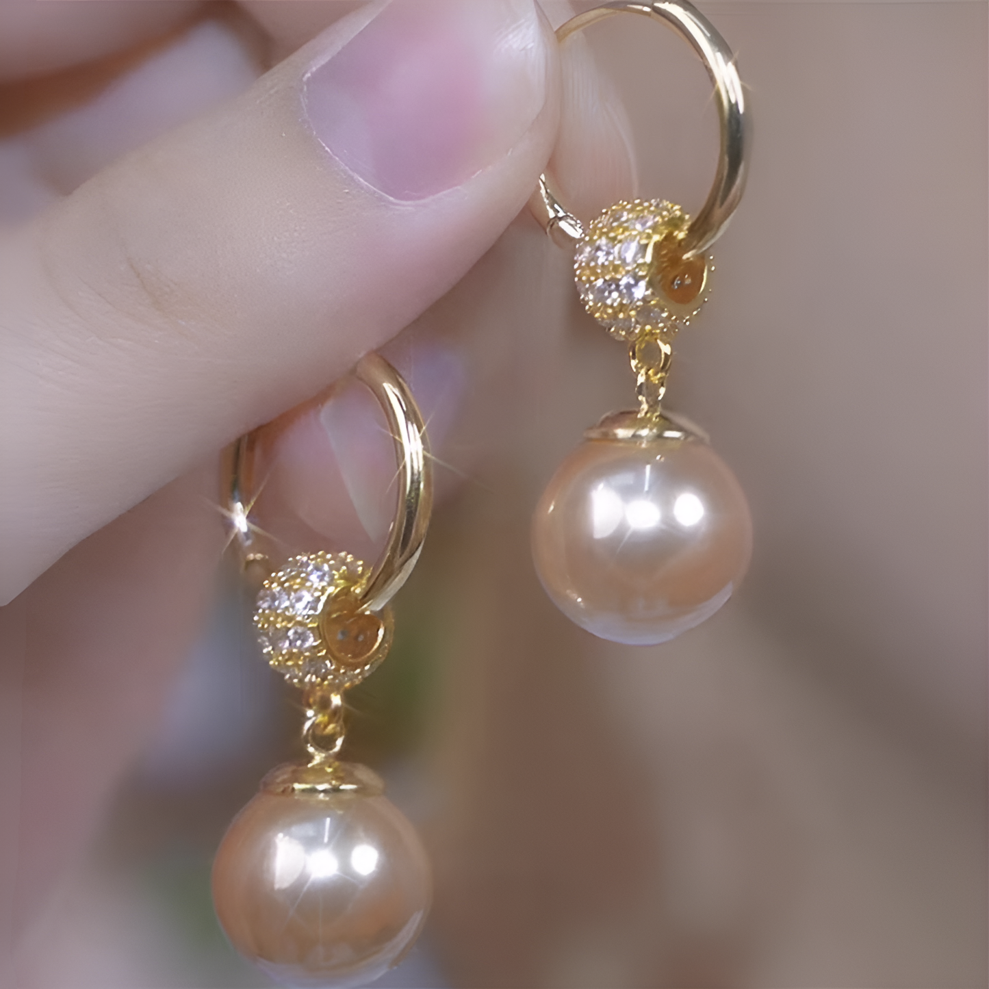 Pendientes Grandes con Perlas Colgantes