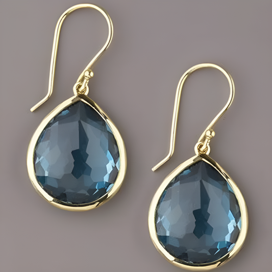 Pendientes de cristal en forma de lágrima azul