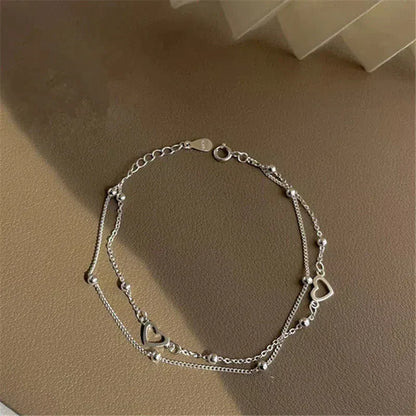 Pulsera ajustable de corazón en plata