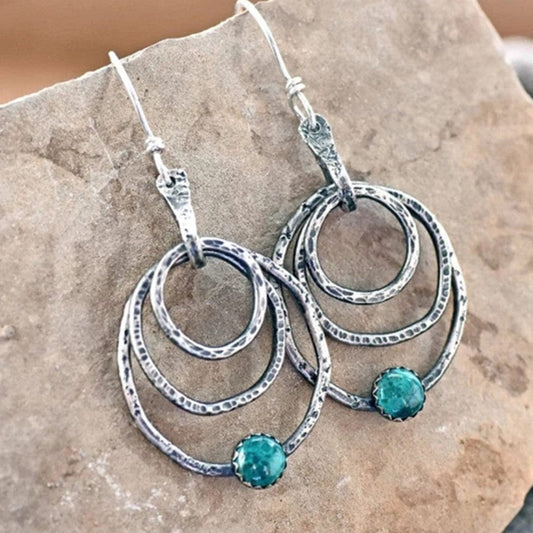 Pendientes vintage de espiral de ópalo y plata
