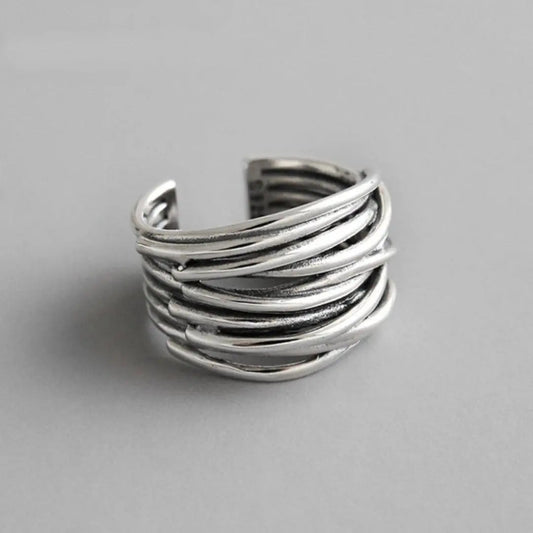 Anillo ajustable de capa de plata