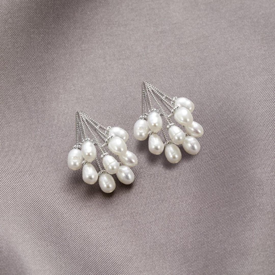 Pendientes de coral con perlas de agua dulce