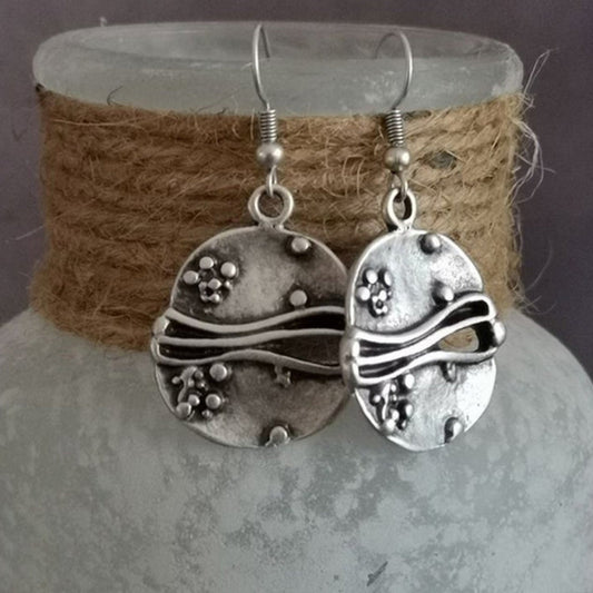 Pendientes Vintage Plateados Ondulados