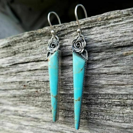 Pendientes Vintage de Piedra Turquesa Colgantes