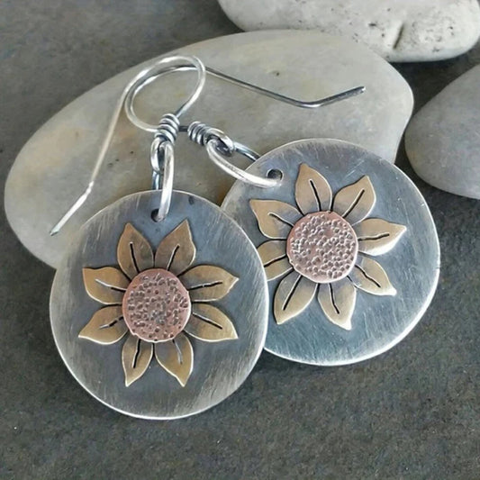 Pendientes vintage de margaritas marrón