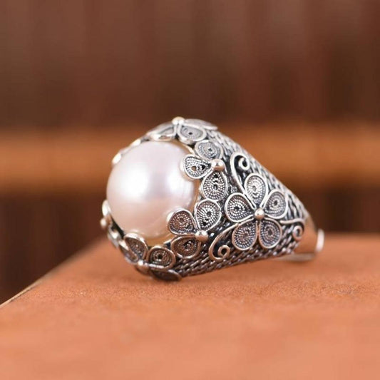 Anillo Vintage de Perla en Plata