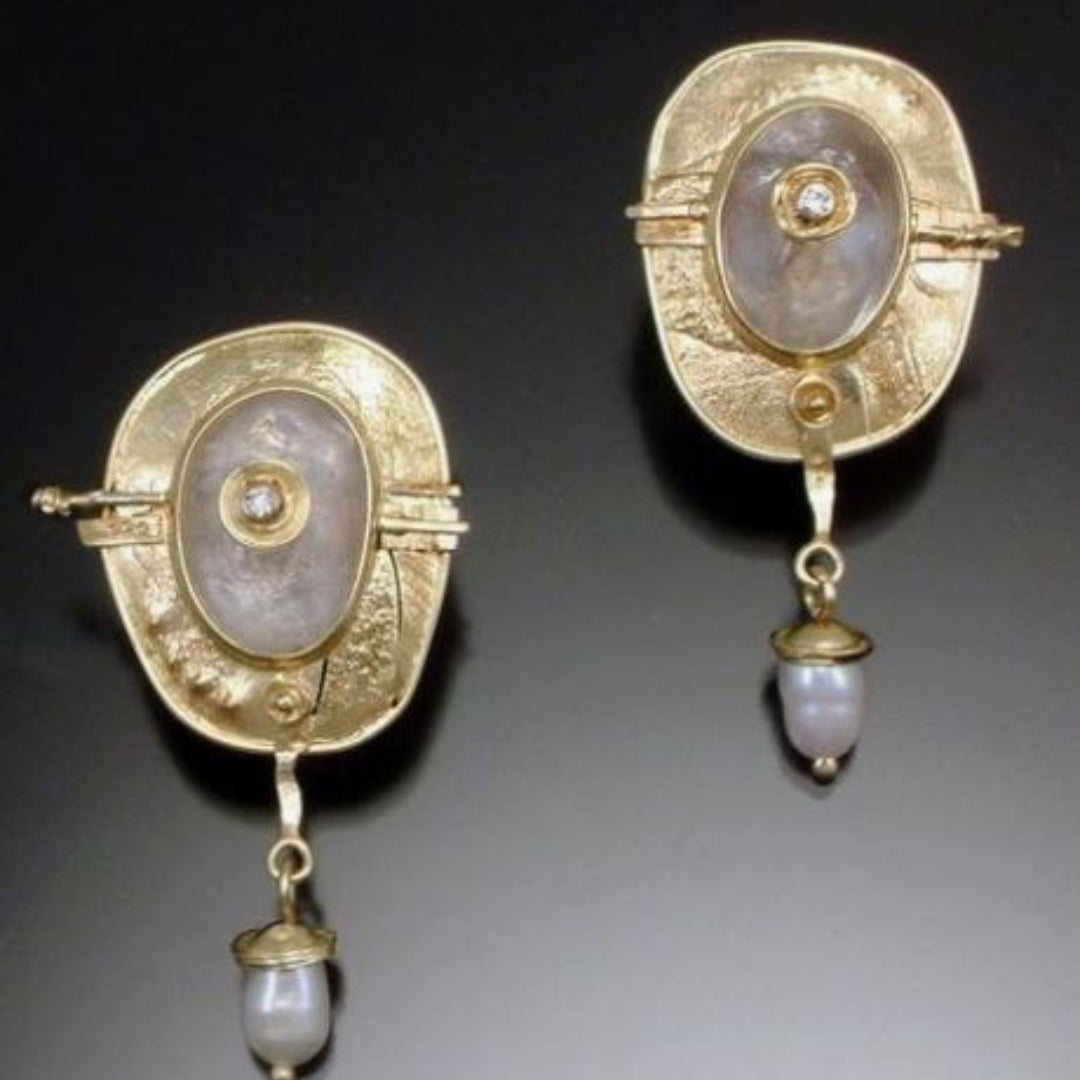 Pendientes vintage de oro y perlas