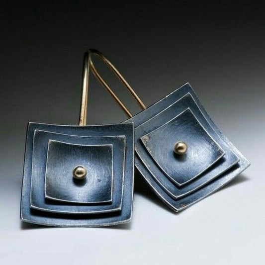 Pendientes cuadrados vintage azules