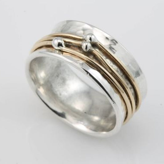 Anillo de plata dorada en capas vintage