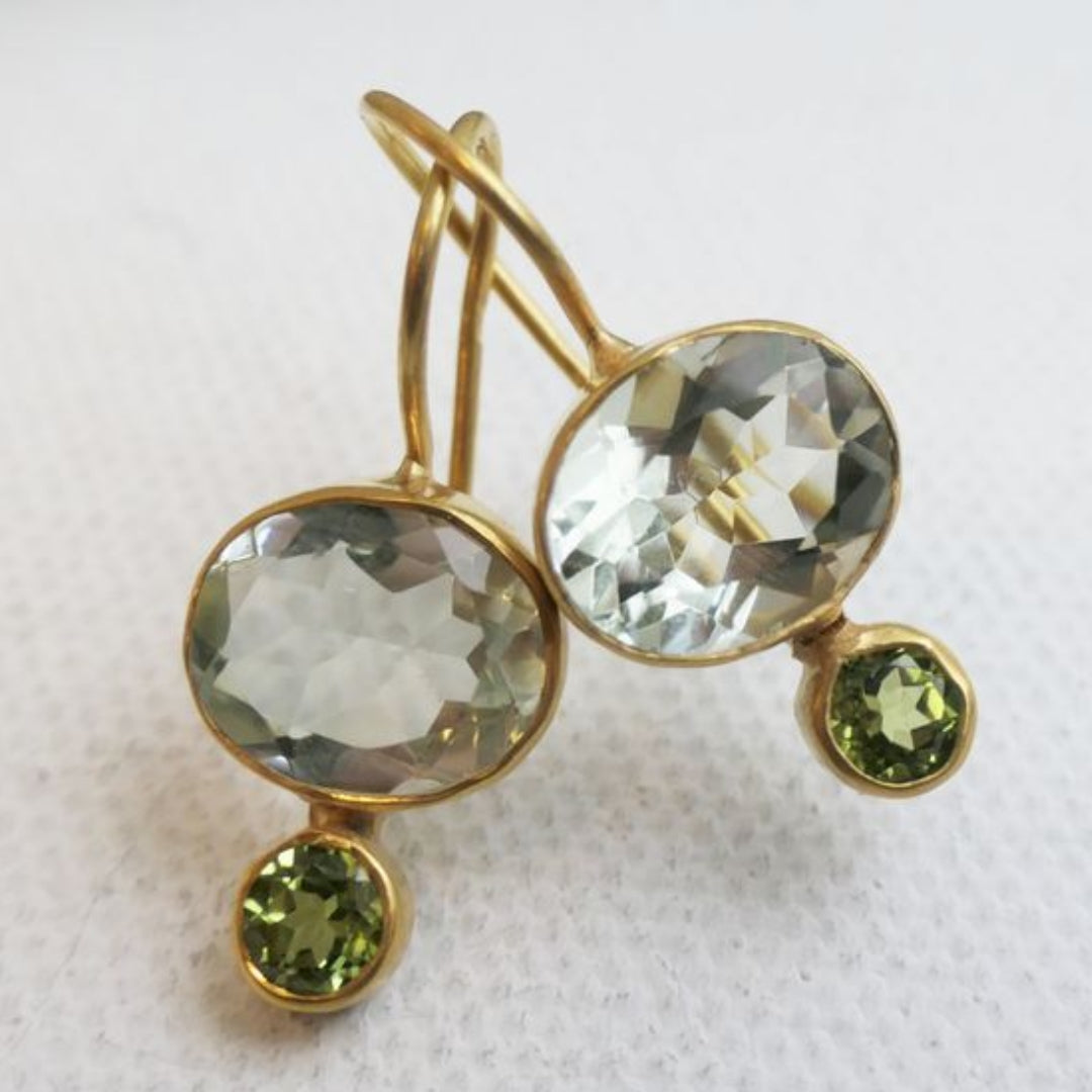 Pendientes Vintage de Cristal Verde con Dorado