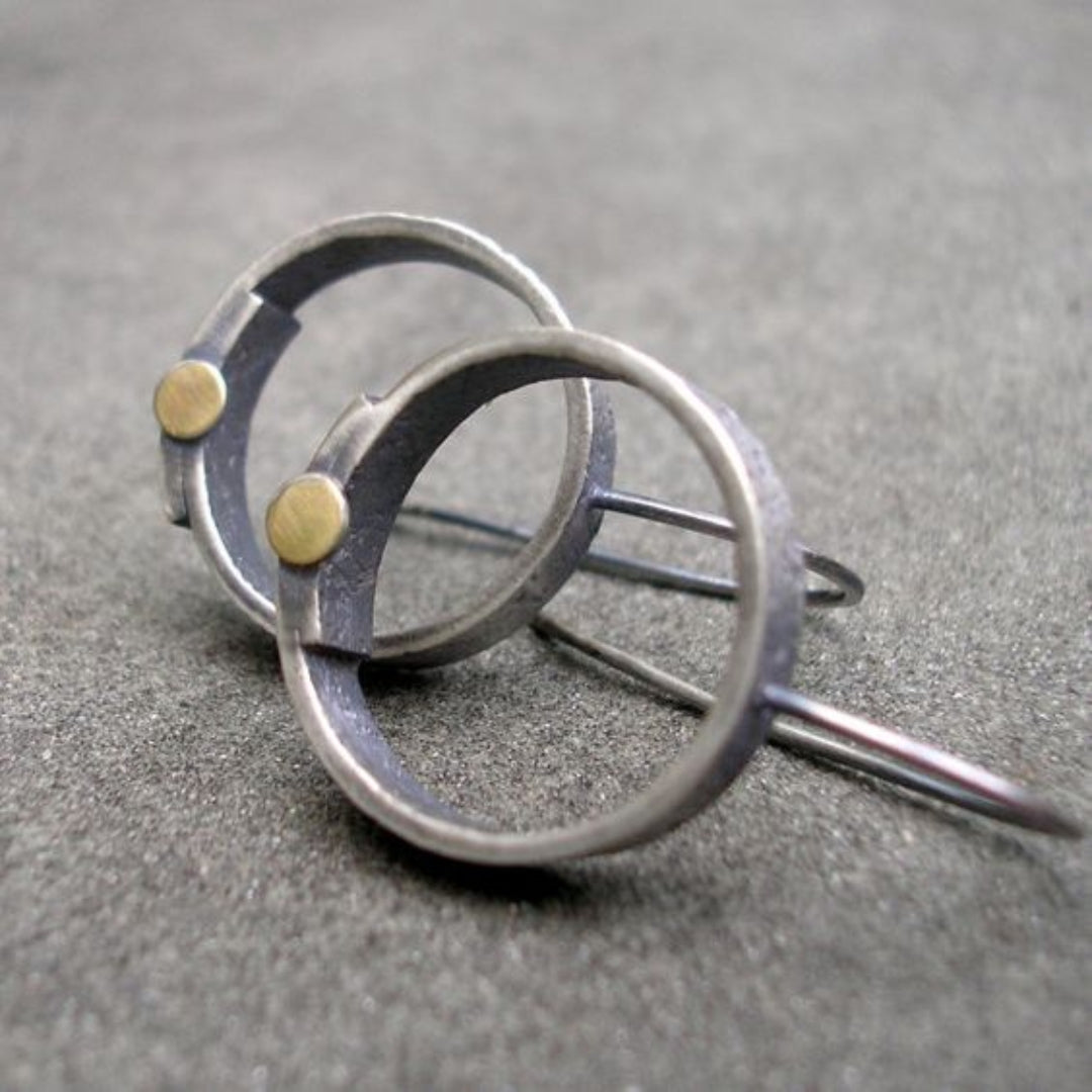 Pendientes de aro vintage plateados conrecubiertos de plata