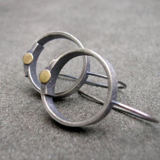 Pendientes de aro vintage plateados conrecubiertos de plata