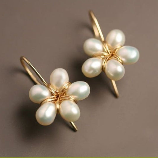 Pendientes Vintage de Flor con Perla y Dorados