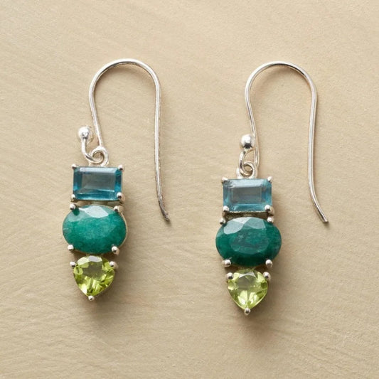 Pendientes de Plata con Piedras Verdes Vintage