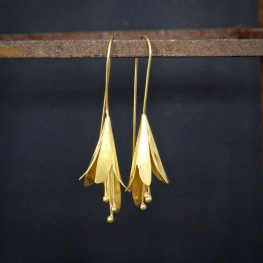 Pendientes vintage de loto en oro y plata