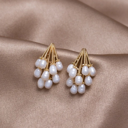 Pendientes de coral con perlas de agua dulce