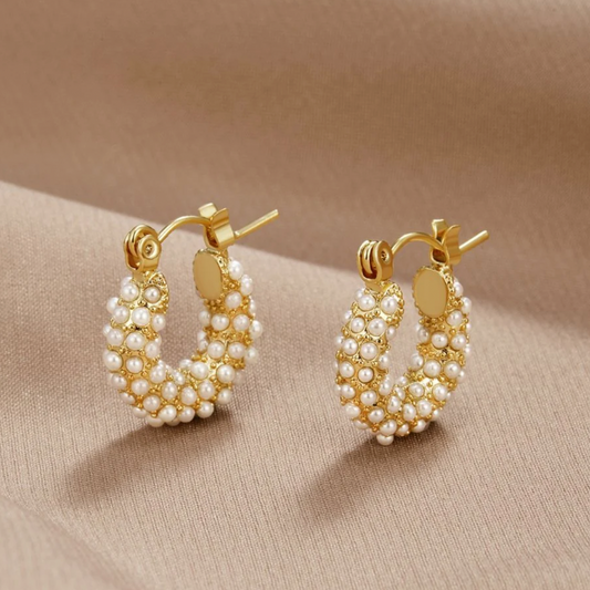Pendientes de perlas chapados en oro
