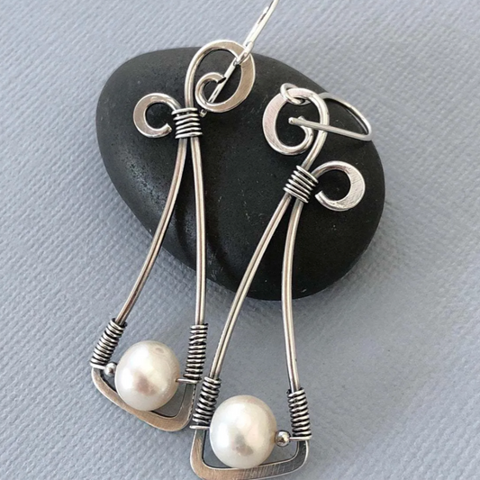 Pendientes de Plata de Ley Vintage con Perlas