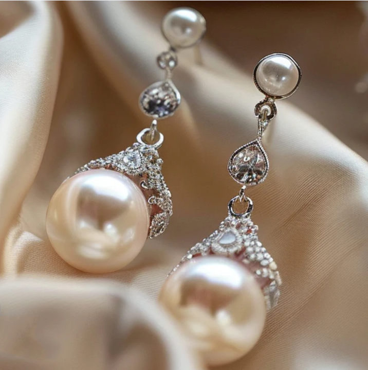 Pendientes colgantes con perlas grandes
