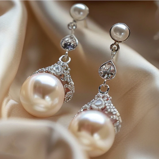Pendientes colgantes con perlas grandes