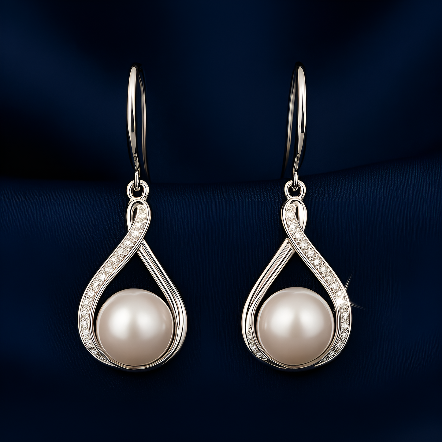 Pendientes de plata y perlas con caída