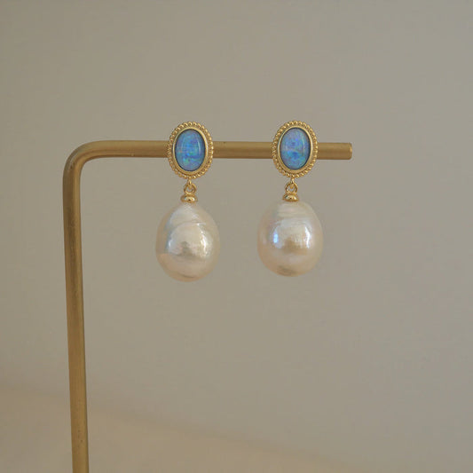 Pendientes vintage de cristal y perlas de oliva