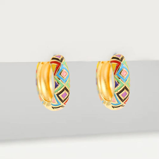 Pendientes de aro coloridos vintage
