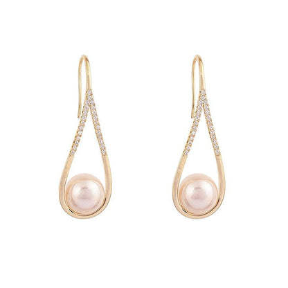Pendientes de Perlas en Oro Rosa